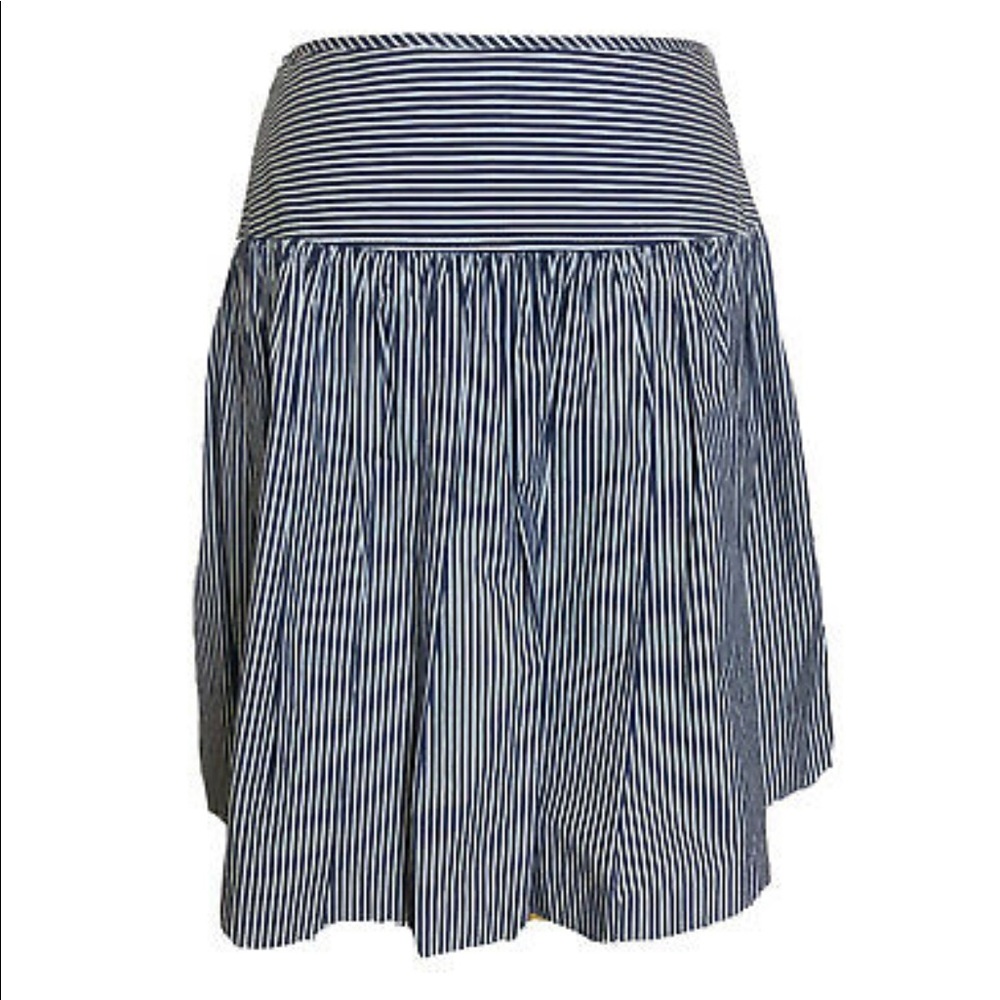 Gap blue and white striped pleated skirt